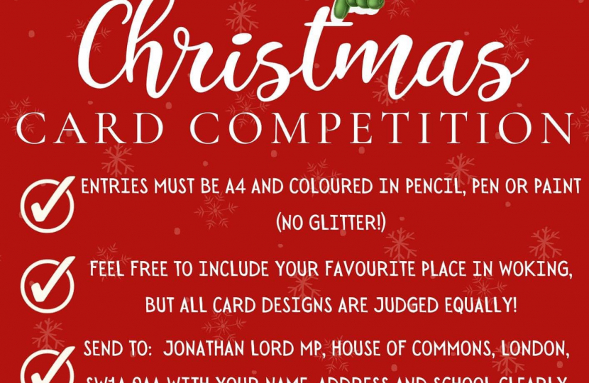 Jonathan Lord MP Launches Christmas Card Competition 