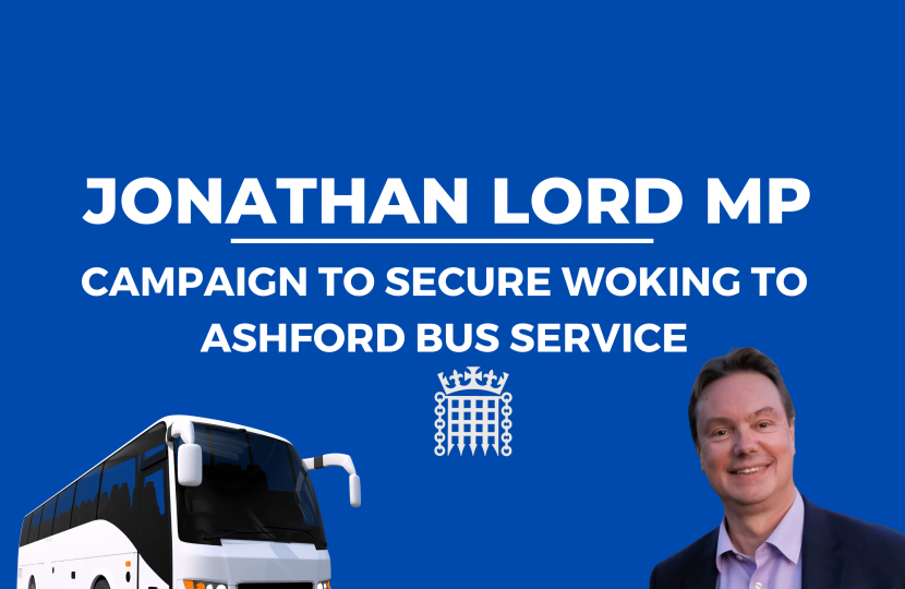 Jonathan Lord MP Campaign for Bus Service from Woking to Ashford Hospital