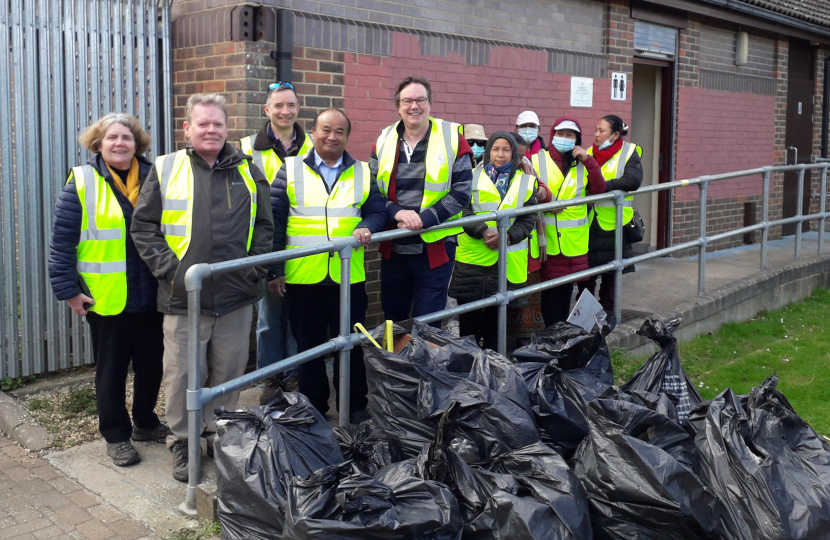 Jonathan Lord MP and local residents after the successful Goldsworth Park litter pick.