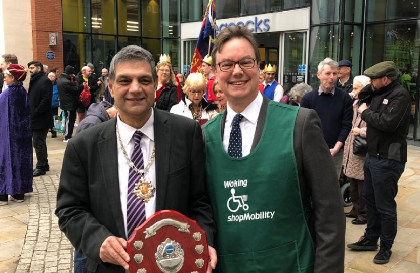 Jonathan Lord MP with Mayor of Woking Cllr Saj Hussain