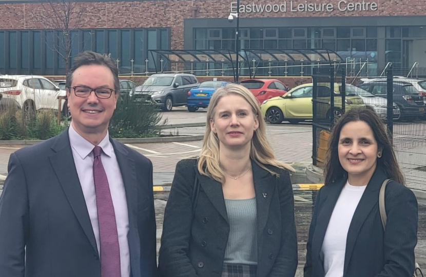 Jonathan Lord MP with Cllr Rebecca Paul and Cllr Ayesha Azad