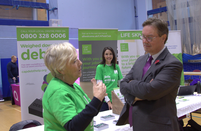 Jonathan Lord MP with local volunteer Beryl Hunwicks