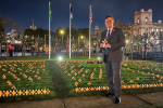 Jonathan Lord MP places a tribute on behalf of Woking in Westminster's Garden of Remembrance