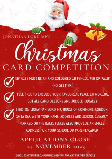 Jonathan Lord MP Launches Christmas Card Competition 