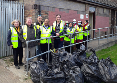 Jonathan Lord MP and local residents after the successful Goldsworth Park litter pick.